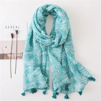 

VISROVER Fashion Summer Women Scarf Luxury Brand Shawls Foulard Beach Scarf Tassel Cover-ups Wraps Flower Printing Hijab Scarf