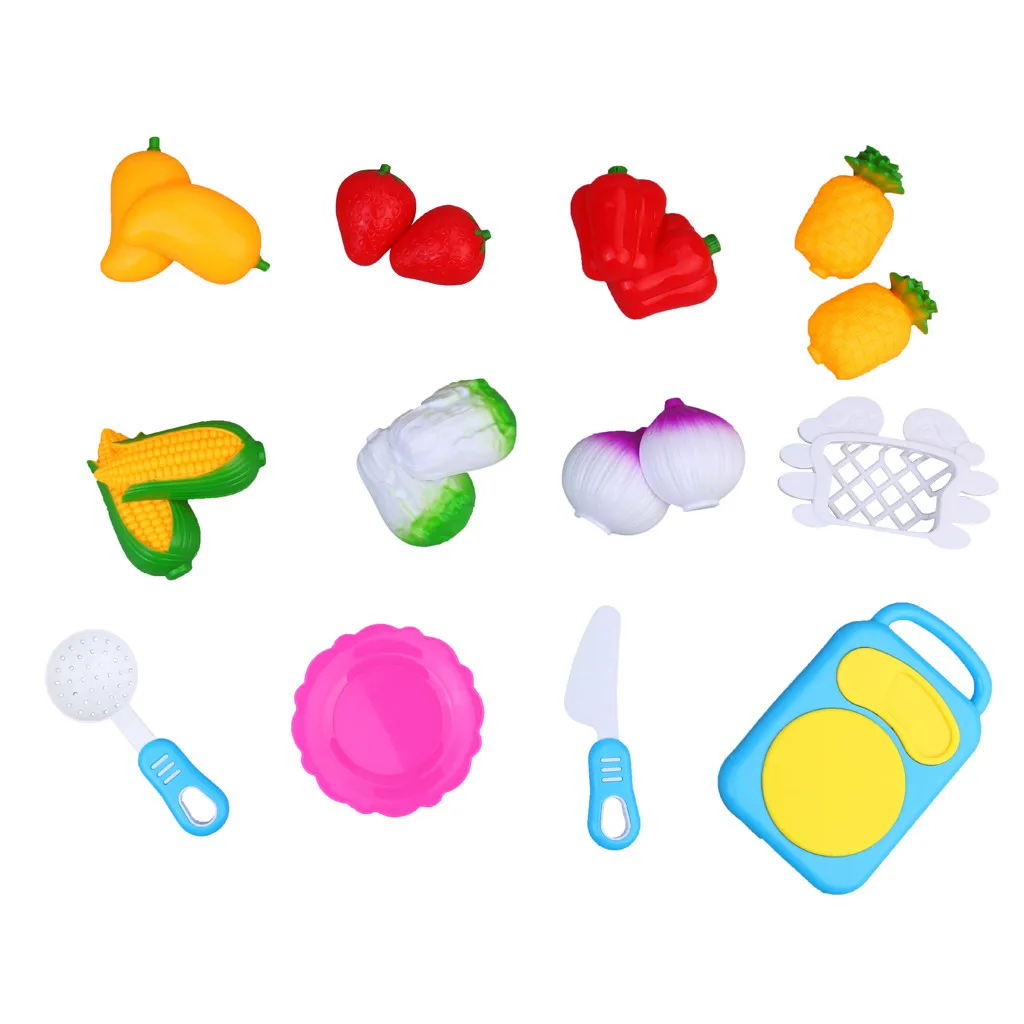 Дропшиппинг 12 шт. набор Детская кухонная игрушка пластиковые фрукты и овощи еда резка ролевые игры Ранние развивающие детские игрушки - Цвет: As picture