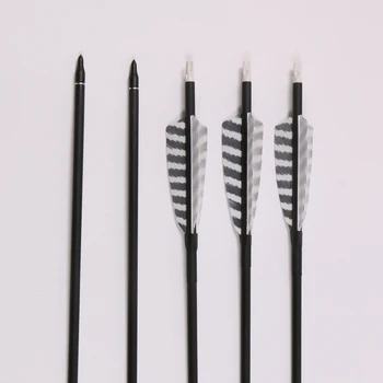 

12 pieces pure carbon recurve bow arrow with 5'' real turkey feather