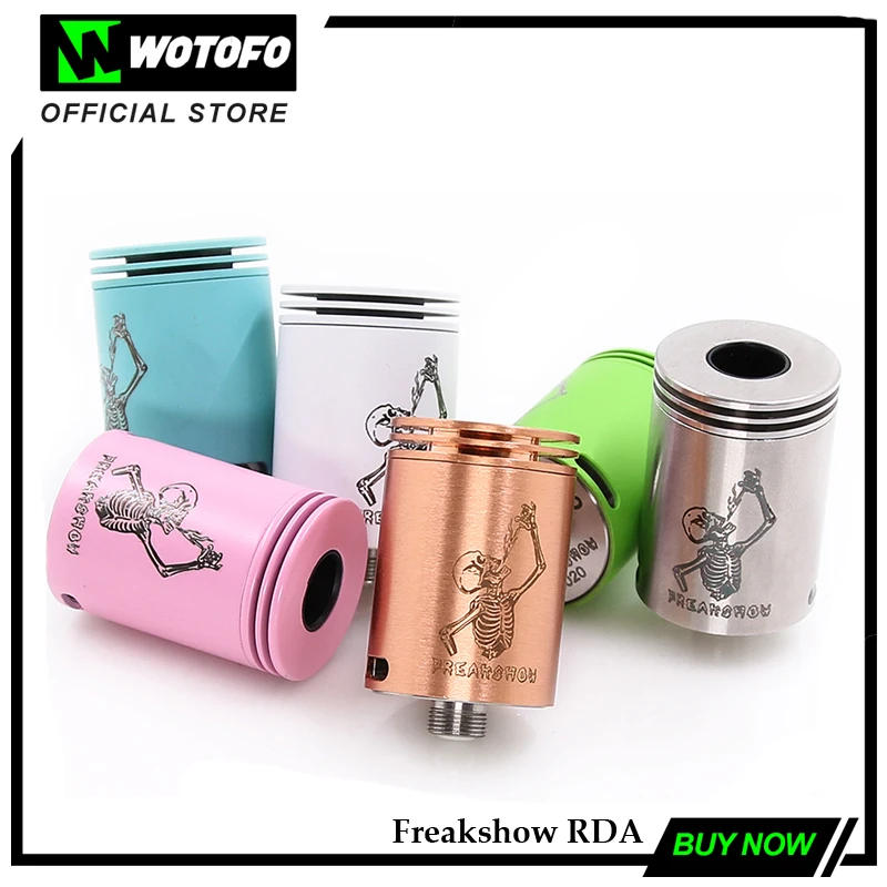 

Authentic Wotofo Freakshow RDA 22mm 510 thread Electronic Cigarette Atomizer 304 SS bottom airflow Vape Tank without drip tip