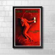 Cartel de vino de bebidas alcohólicas Vintage absinthe anis infernal, pinturas clásicas en lienzo, pósteres de pared, pegatinas, decoración para el hogar, regalo