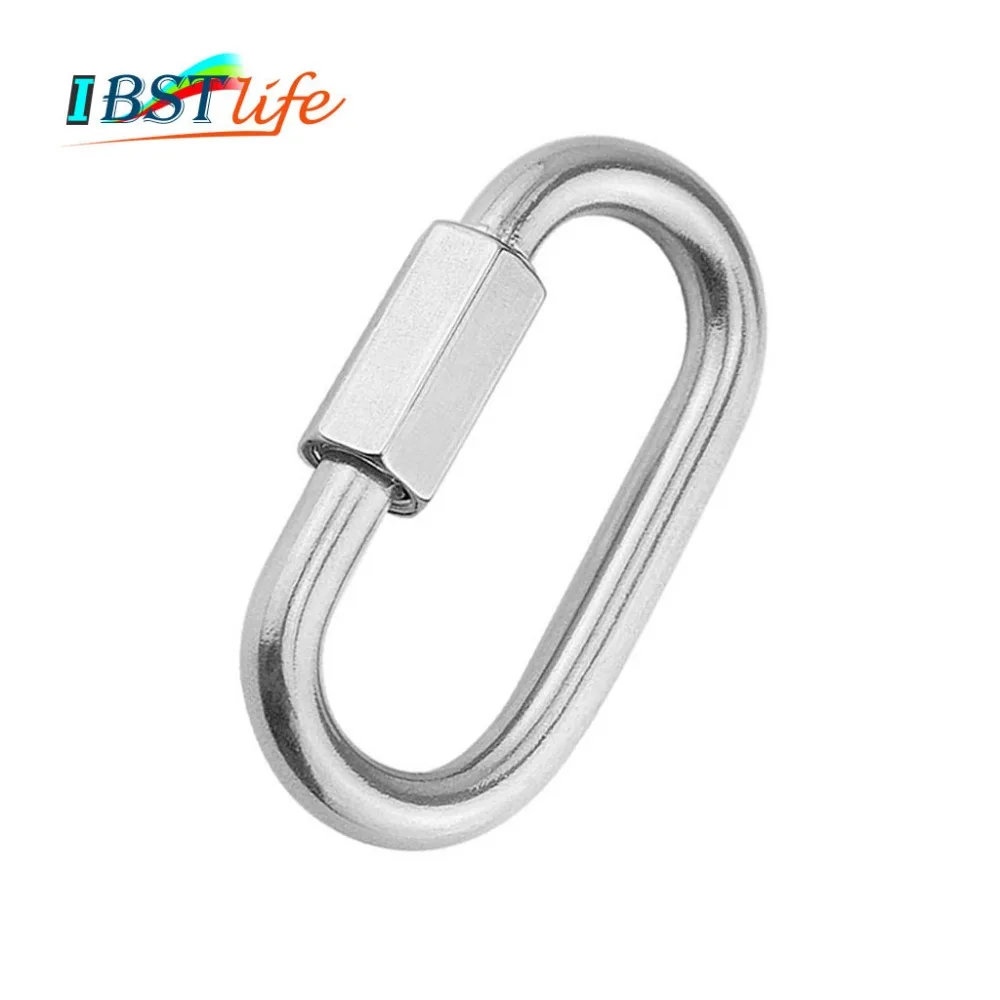 

8mm 304 Stainless Steel Carabiner Oval Screwlock Quick Link Lock Ring Hook Chain Rope Connector Buckle Locked Hook
