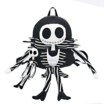 

Dazzling Trend Skull Cartoon Design Canvas Boy and Girl Fashion Travel Backpack Shoulder Bag School Bags For Teenage Girls