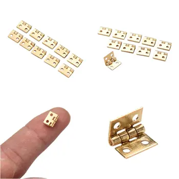 

10 Pcs/lot 10*8MM Mini Cabinet Drawer Hinge Butt Hinge Copper Gold 4 Small Small Hinge Hole Hand Tools Furniture Hardware Acc