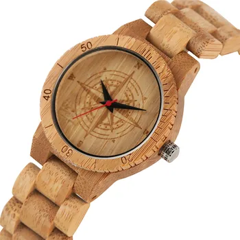 

Casual Eco-friendly Nontoxic Bamboo Watch for Women Men Creative Quartz Watch Movement All Bamboo Natural Wood Wristwatch