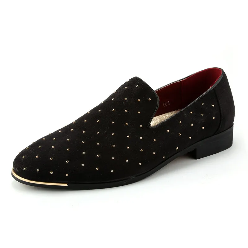 men shoes luxury brand rhinestone loafers fashion silver gold spike flats studded leisure footwear river oxford shoes for men (8)