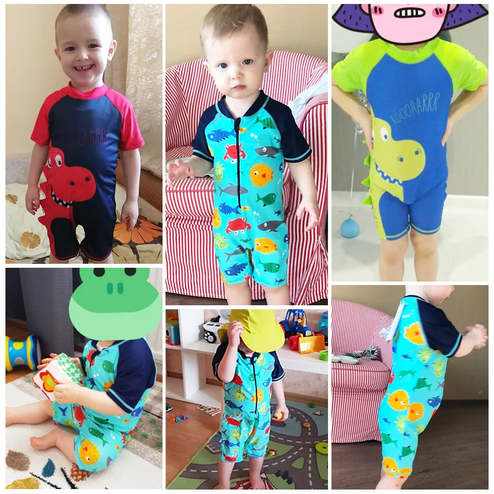 BAOHULU Cute Baby Boys Swimsuit with Cartoon Pattern Toddler Bathing Suit Kids Swimwear One Piece Swimming Suit for Children