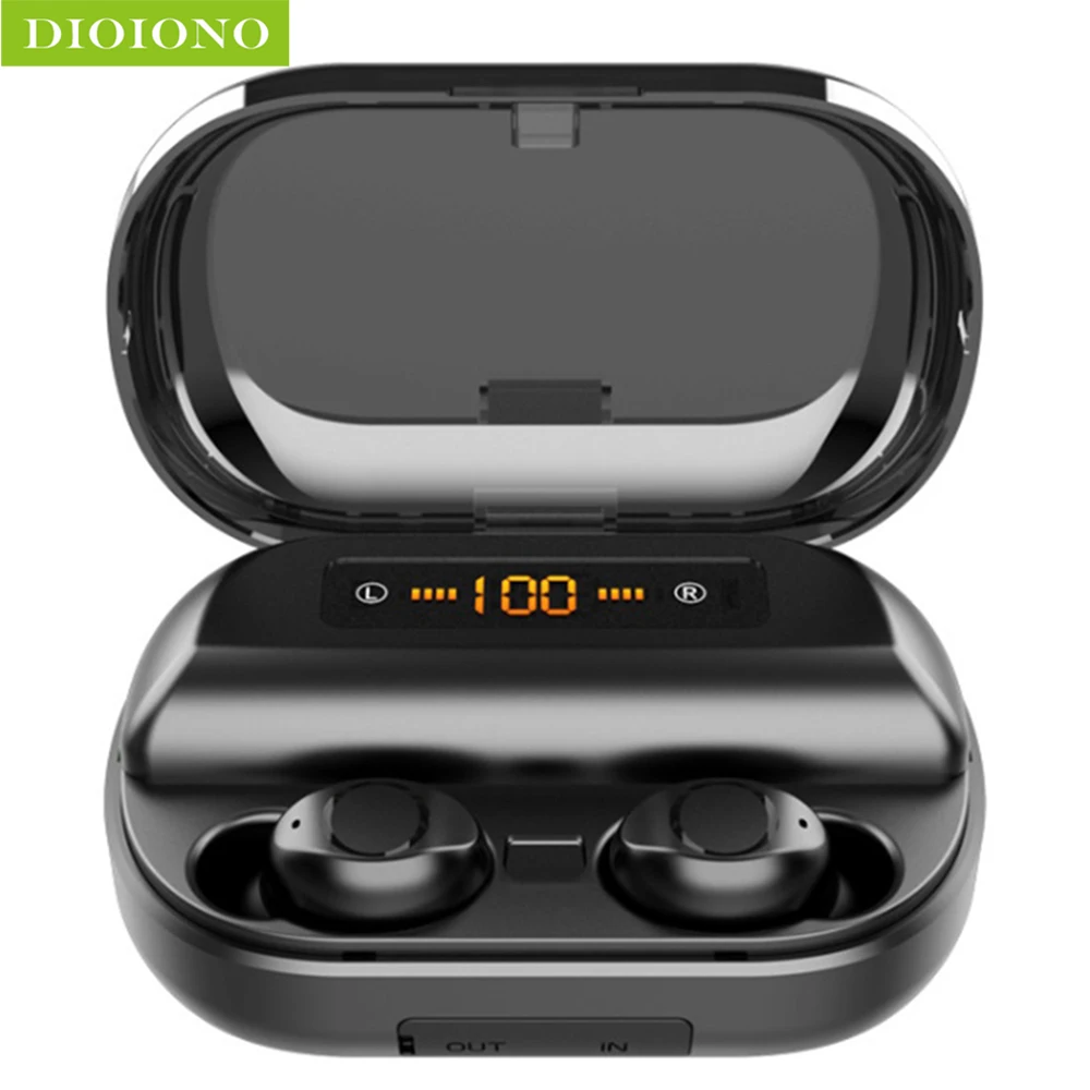 

TWS Bluetooth 5.0 Headset Stereo Wireless HIFI Earphone IPX7 Waterproof 4000mAh Earbuds Digital Display Power Bank Phone Holder