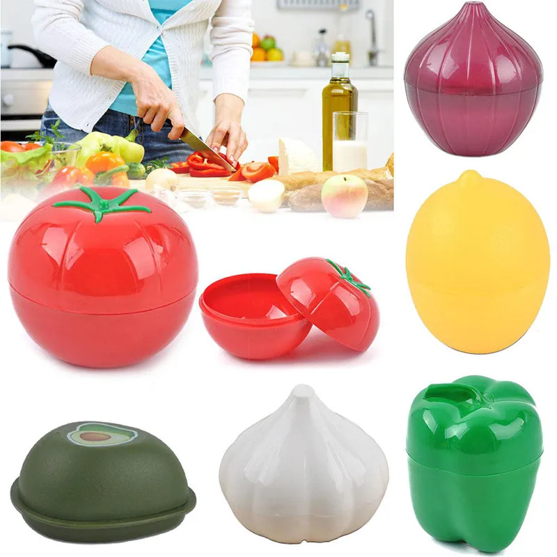 

5pcs/set kitchen vegetables fruits Containers crisper onion garlic pepper tomato lemon plastic refrigerator Organizer Fruit box