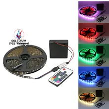5V RGB Led Strip 5050 Waterproof/Non Waterproof Battery Operated Backlight TV Fita de Diode Stripe +Mini RF Remote Controller