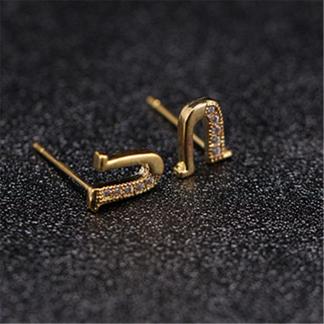Letter Stud Earrings for Women Alphabet Gold Initial Earring Rhinestone Jewelry Small Earrings Letters Brinco Pendientes