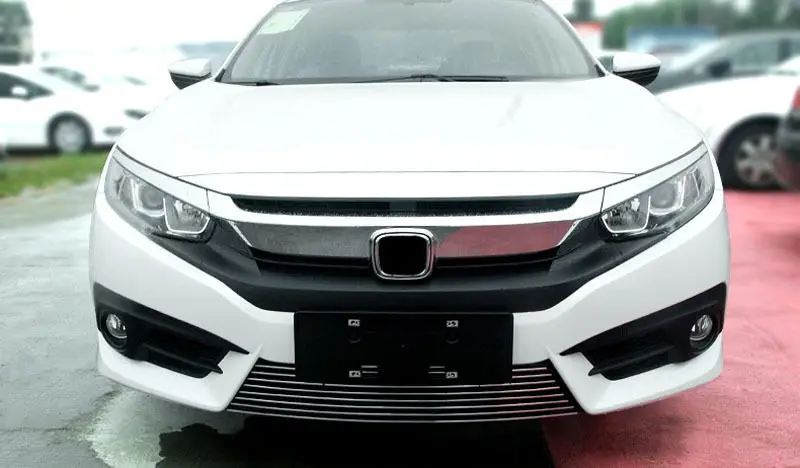 Для Honda Civic металлическая передняя крышка решетки Нижняя решетка декоративные блестки новые автомобильные аксессуары 1 комплект