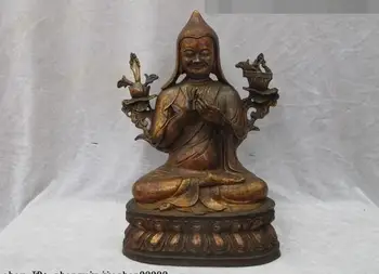

13" Tibet Tibetan Buddhist Classical Bronze carved Tsongkhapa Buddha Statue