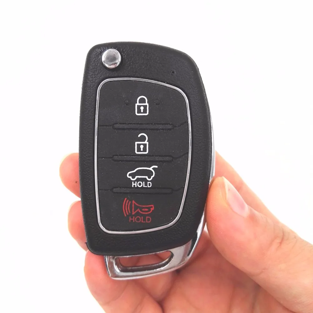 

3+1 Panic 4 Buttons Flip Uncut Folding Remote Key Shell For Hyundai Santa FE Car Key Case