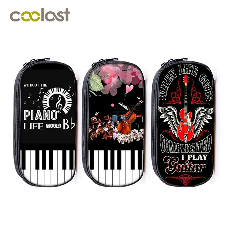 

Elegent Music Piano Coin Purses Pencil Holder Bag Cartoon Girls Boys Playing Piano Small Wallet Kids Storage Bag Women Men Purse