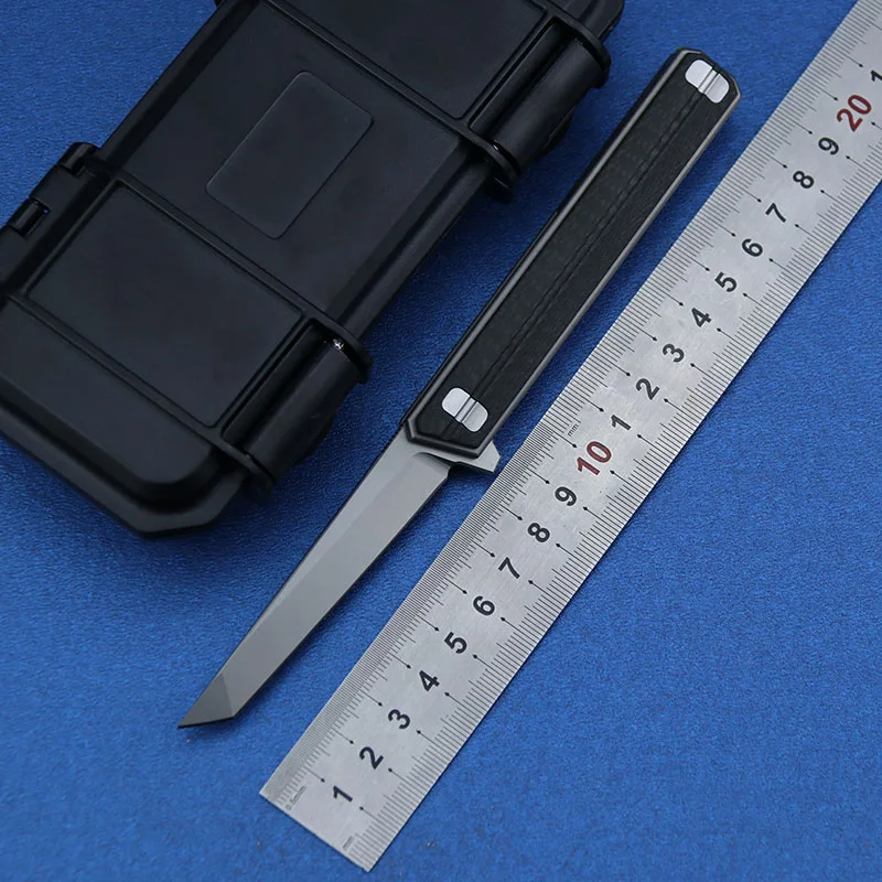 

LEMIFSHE Custom Quartermaster Qwaiken Flipper folding knife M390 steel Titanium+CF handle Camping outdoor fruit knives EDC tool