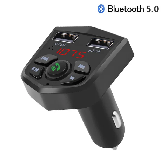 Rovtop Bluetooth 5,0 автомобильный комплект беспроводной fm-передатчик громкой связи 3.1A Быстрая зарядка двойной USB зарядное устройство lcd TF карта Автомобильный MP3-плеер - Тип штекера: Bluetooth 5.0