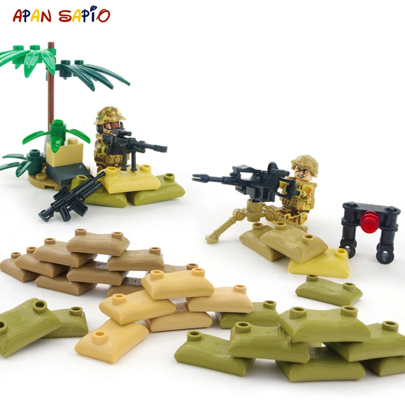 

Action Figures Building Blocks Military Special Forces Soldiers Sandbag Bricks Weapons Compatible With Legoe Toys for Children