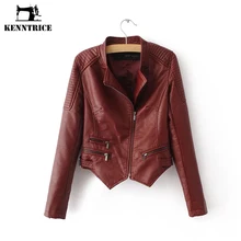 Kenntrice весна классическая мода Новые Короткие повседневные тонкие женские Мотоциклетные Куртки из искусственной кожи женские байкерские куртки
