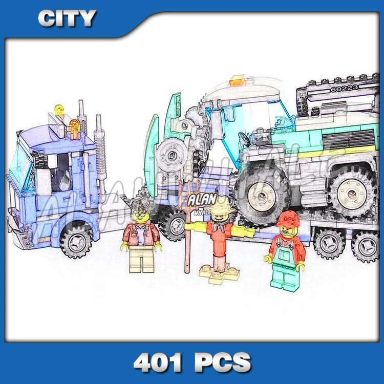 

401PCS City Farm Transport Trailer Truck Scarecrow Figure Building Blocks Assemble Toys Compatible with Lego