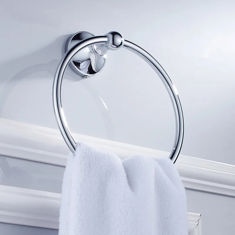 

Aothpher Bathroom Chrome Towel Ring Towel Holder Rack, Copper Construction, Shiny Silver Products,Bathroom Accessories
