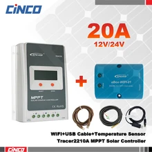 Tracer2210AN 20A 12 В/24 100 в MPPT Контроллер заряда с eBOX-wifi и USB кабель связи и датчик температуры