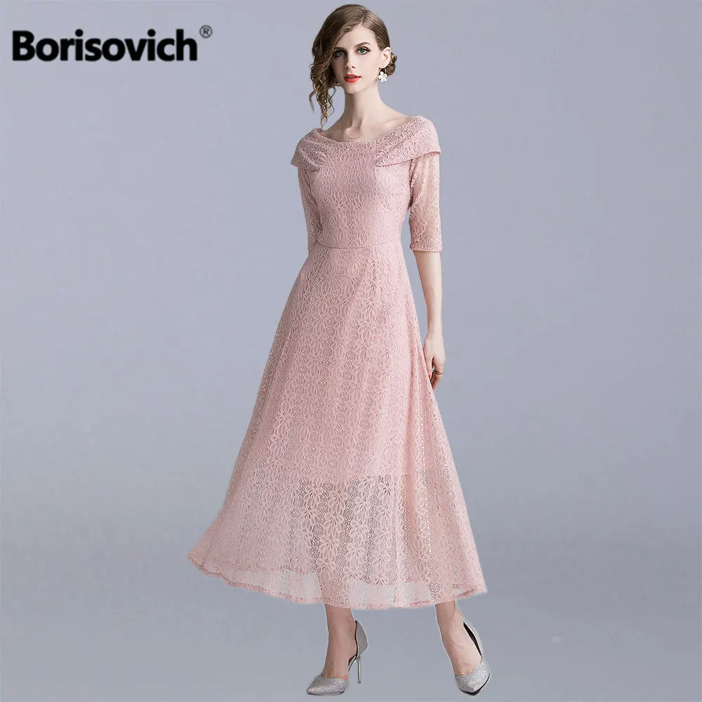 Borisovich женское летнее элегантное кружевное длинное платье Новая мода английский стиль большие качели А-силуэта женские вечерние платья N1296