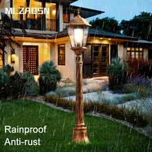 Mlzaosn Nordic Ретро страйт уличные фонари Алюминиевый 2.3 м/2.55 м/2.85 м/3.15 м IP55 водонепроницаемый лампа Открытый Пейзаж сада лампы