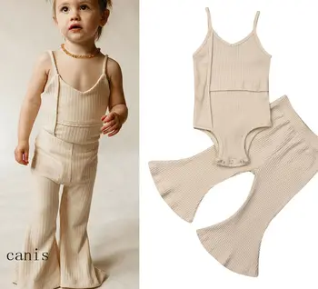 

0-3 Years Newborn Baby Girls Romper Sleeveless Top+Long Bell Bottoms Pants Outfits Clothes