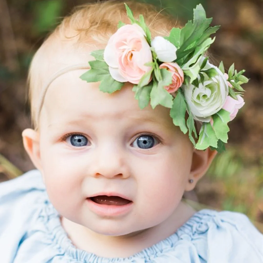 Cute Sweet Flower Headband Baby Girls Headwear Beautiful Wedding Hair Decoration Elastic Band