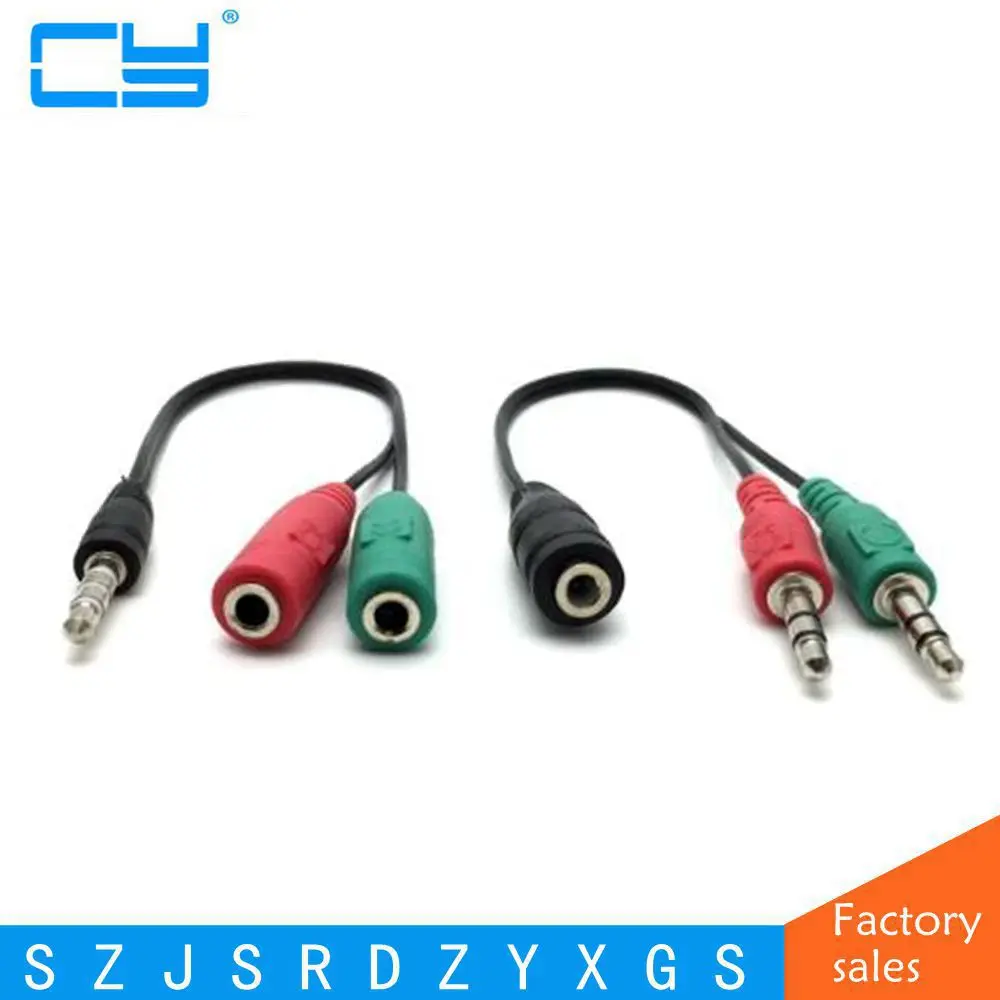 3.5mm 2 in 1 Microphone Headphone adapter for Skype PC laptop Mac3.5mm