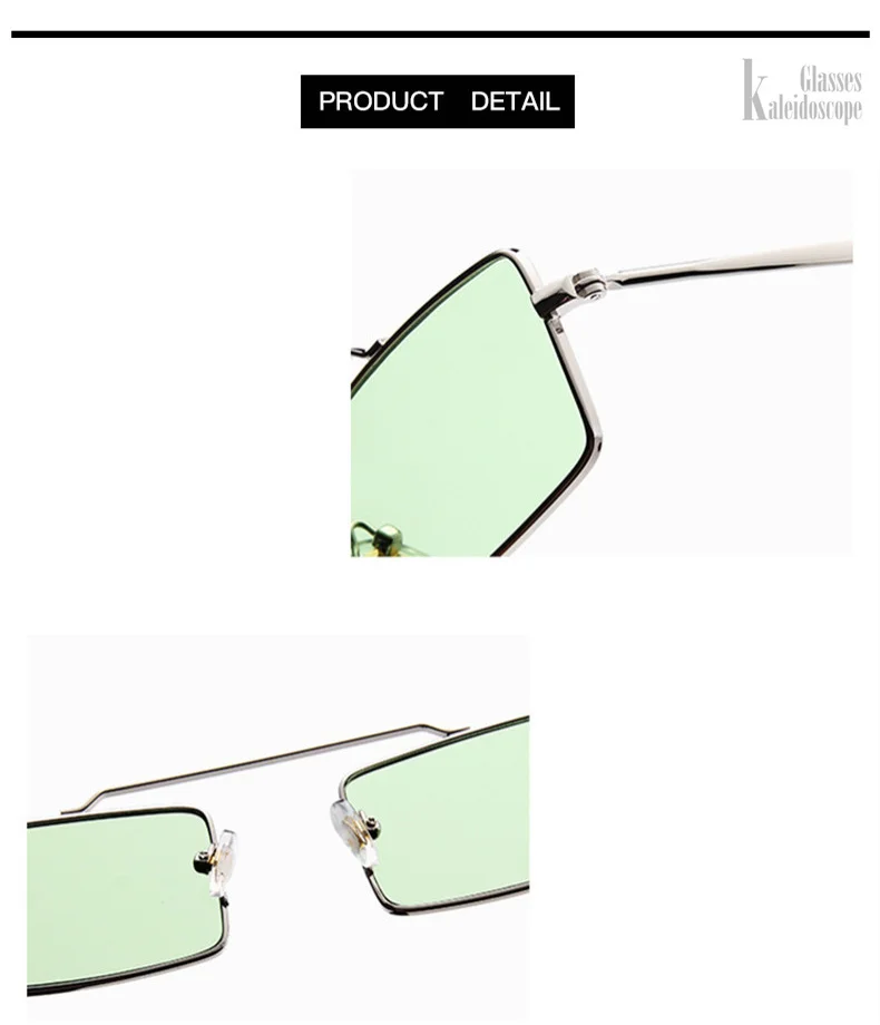 Очки-калейдоскопы небольшой прямоугольник солнцезащитные очки Для женщин Брендовая Дизайнерская обувь Для мужчин металлический каркас
