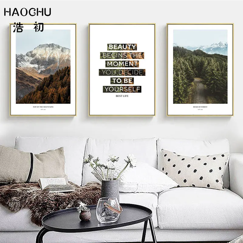 HAOCHU Top Of The Mountain To Be YourSelf вдохновляющая Художественная печать постер пейзаж Pinnacle