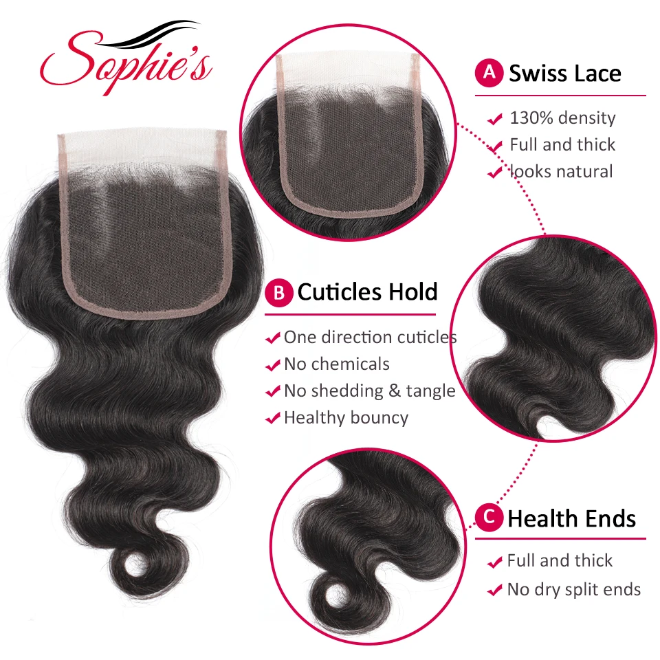 Sophie's Brazilian Hair Weave Bundles With Closure Body Wave Hair Bundles With Closure Human Hair Bundles With Closure Remy Hair
