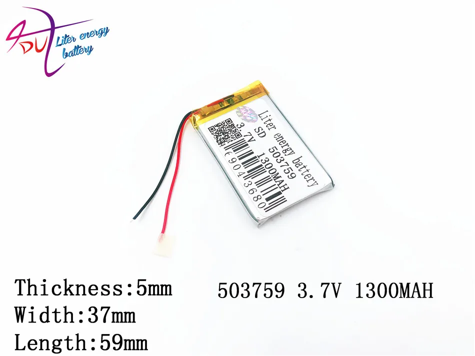 

Liter energy battery 053759 batteryfor GPS ,503759 3.7V 1300MAH Lithium Ion battery for MP4 player