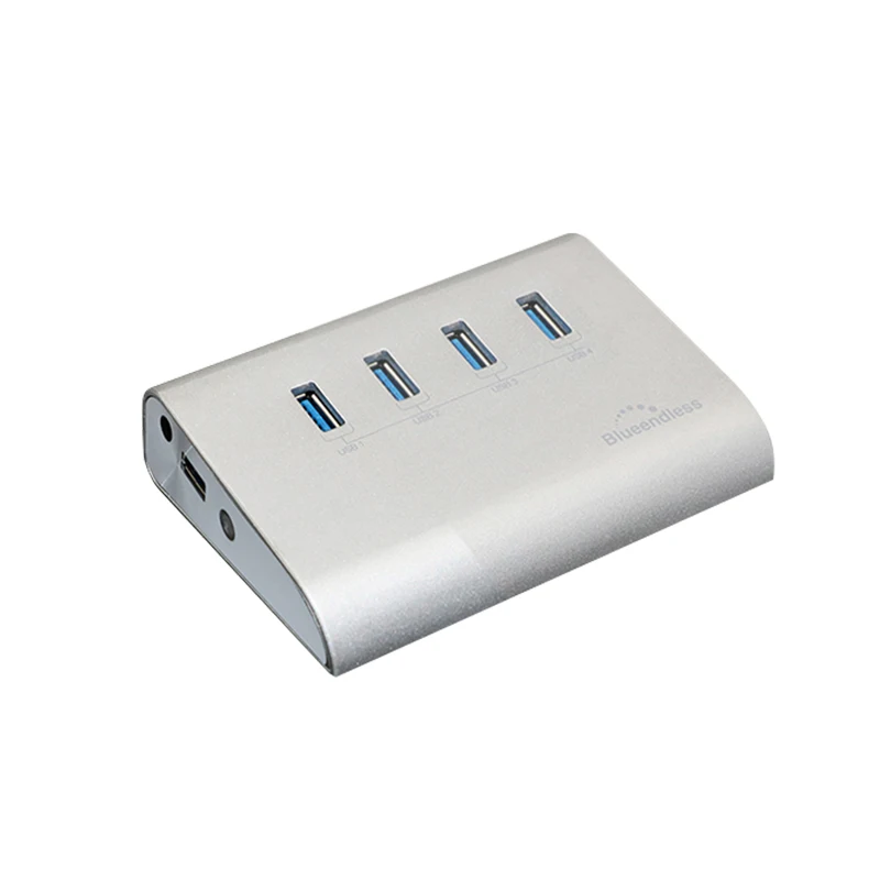 

4 in 1 silver aluminum usb hub GL3520 chip usb 3.0 combo led indicator light Hot swap usb splitter for MAC OS,Windows XP/Vista