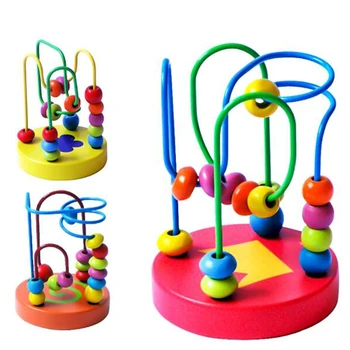

2019 Hot Multi-choices Wire Maze Math Toy Creative Baby Colorful Wooden Mini Around Bead Children Kids Toddler Educational Toys