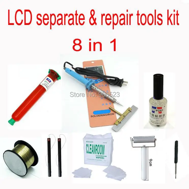 

Free Shipping 8 in 1 UV Glue LOCA Liquid OCA Optical Clear Adhesive+Blade Decal Remover for iPhone samsung htc Refurbishment