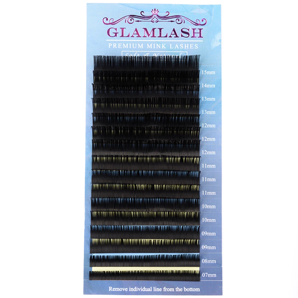 GLAMLASH 16 рядов смешанной длины накладные ресницы индивидуальное удлинение норки черные матовые натуральные Мягкие Накладные ресницы высокое качество