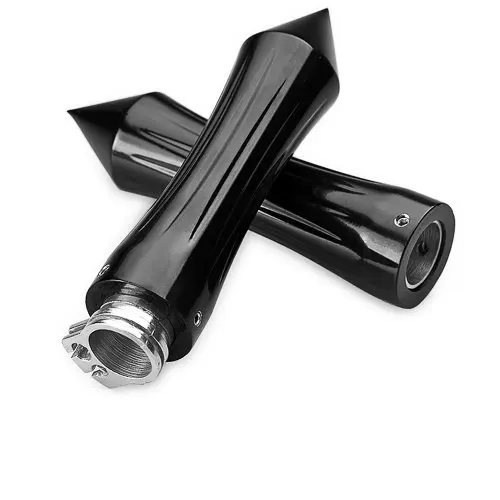 

2x Tribal Spike Black Anodized Billet Aluminum Handlebar Grips with Throttle For 7/8 inch Handle Bar For Harley Motorcycle Bike