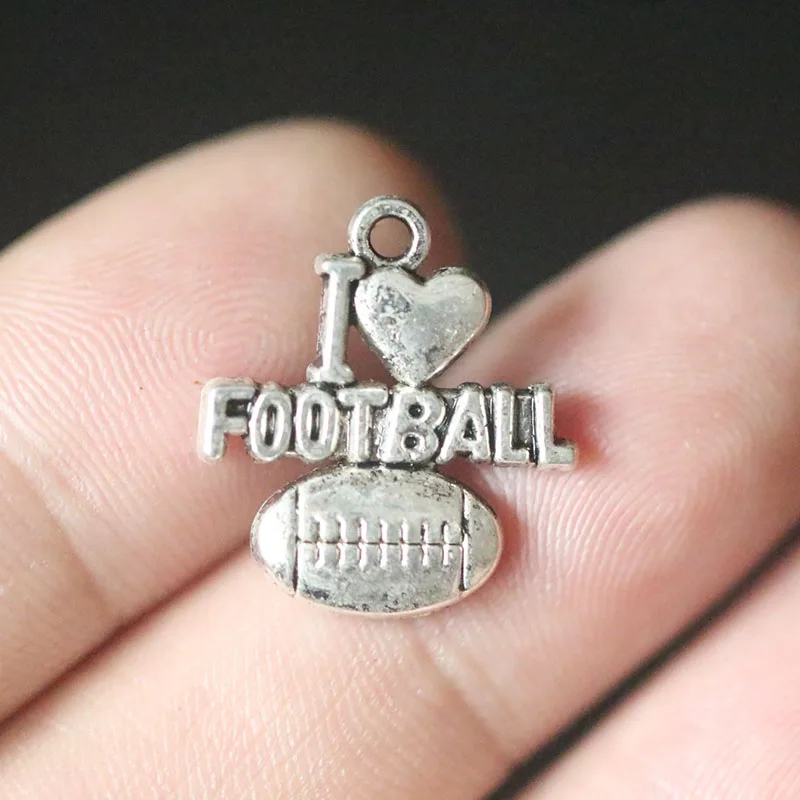 

I Love Football Pendant Charms for Jewelry Making DIY Handmade Vintage Tibetan Silver Jewelry Accessories 20X18mm 10pcs