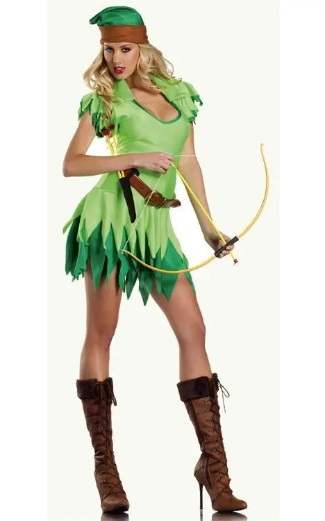Robin Hood Verde Sombrero Rojo Pluma Peter Pan Hunter Arco Disfraz jugar adultos