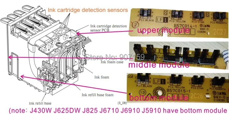 Датчик обнаружения чернильного картриджа для brother MFC-J430W J625DW J825DW J6710DW J6910DW J5910DW; 10 шт./лот