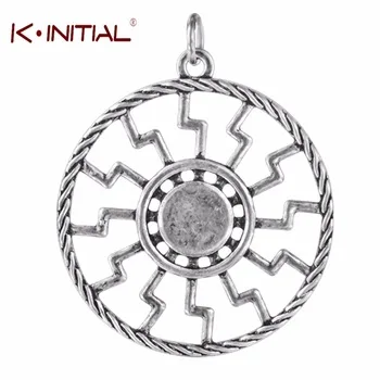 Kinitial Slavic Amulet Black Sun Symbol Pendants Pagan Jewelry Handmade Geometry Charms Pendant For Men Necklace Collier Charms