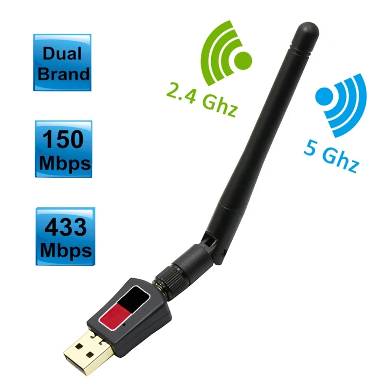 Terow Беспроводной Wi-Fi адаптер Mini USB Dual Band 600 Мбит/с 802.11ac Ethernet адаптер сетевой карты Wi-Fi приемник Windows, Mac для ПК