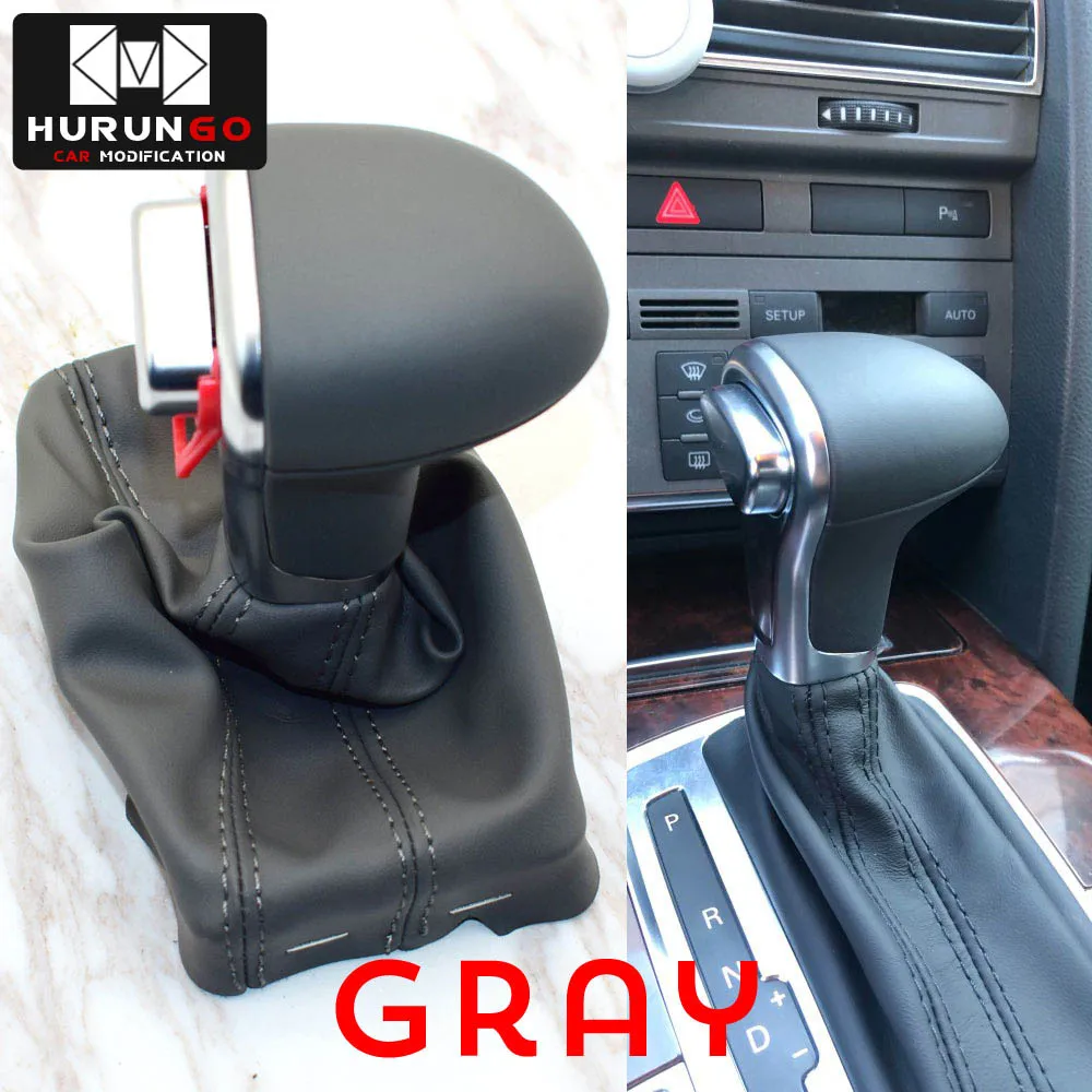 Ручка переключения передач Gaitor Boot Cover черная кожа для Audi A4 A5 Q5 A6 автомобильные аксессуары Описание: Эта ручка переключения передач gaitor - Название цвета: Gray