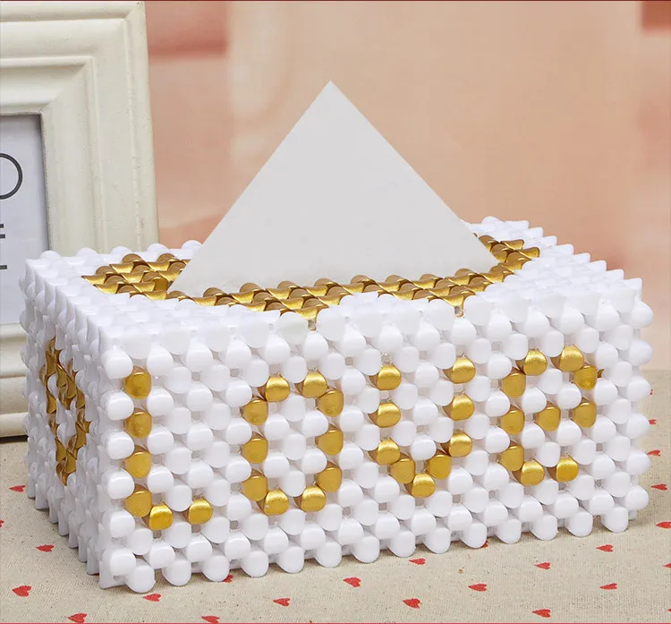 DIY Ручная работа бисерная семейная бумажная коробка для полотенец любовь уход коробка для полотенец квадратная коробка для салфеток