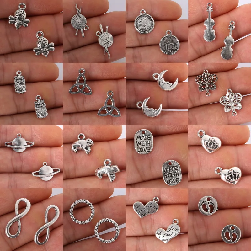 

13pcs/lot Ancient Silver Mixed Type Pendant Earrings Jewelry Fashion Zinc Alloy Making DIY Jewelry Accessories