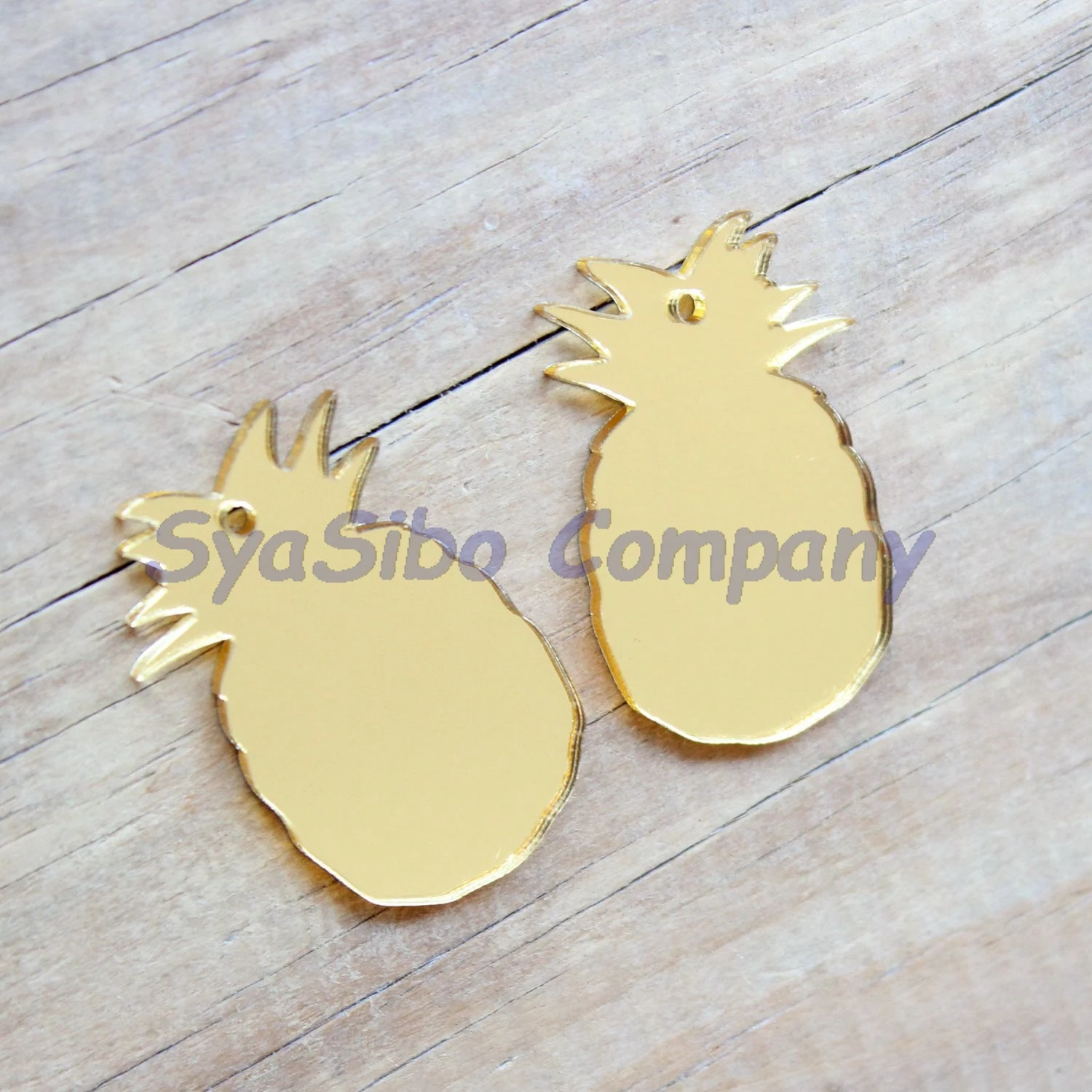 

(12pcs/lot) 38mm Acrylic Pineapple Earrings Ananas Ornaments Gold Mirror Laser Cutout 1.5" -AC1191C