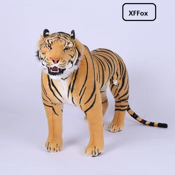 

new plush yellow tiger toy simulation big standing tiger doll birthday gift about 80x60cm xf0929